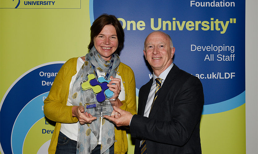 Alice Ferrebe with LJMU Vice-Chancellor Professor Nigel Weatherill