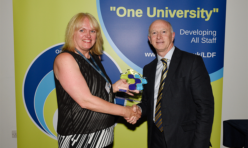 Julie Wynne with LJMU Vice-Chancellor Professor Nigel Weatherill