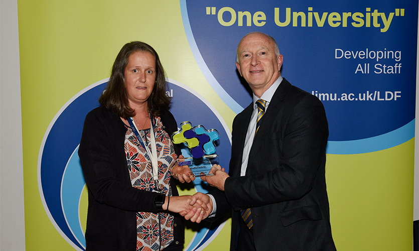 Kaylie Fortune with LJMU Vice-Chancellor Professor Nigel Weatherill