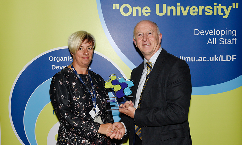 Sara Rioux with LJMU Vice-Chancellor Professor Nigel Weatherill