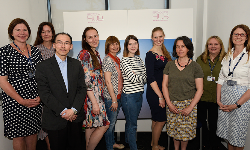 Group shot of Russian Press Team with LJMU staff