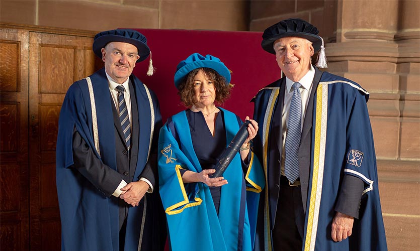 Jane Garvey receiving her Fellowship