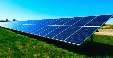 Solar panels in a field 