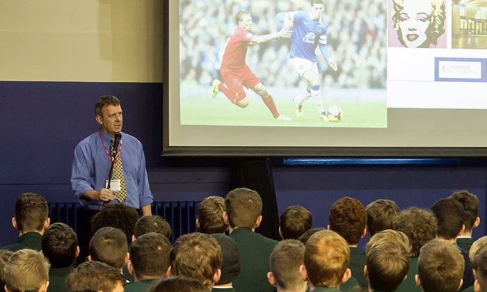 Keith George talks at Sandbach School