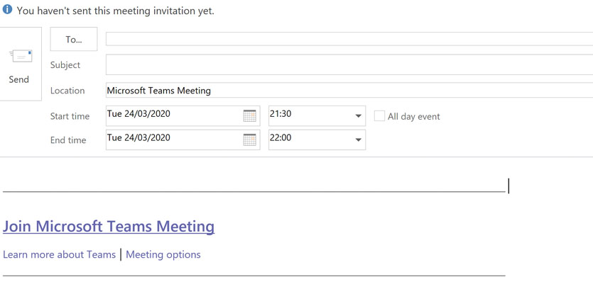 Microsoft Teams meeting request